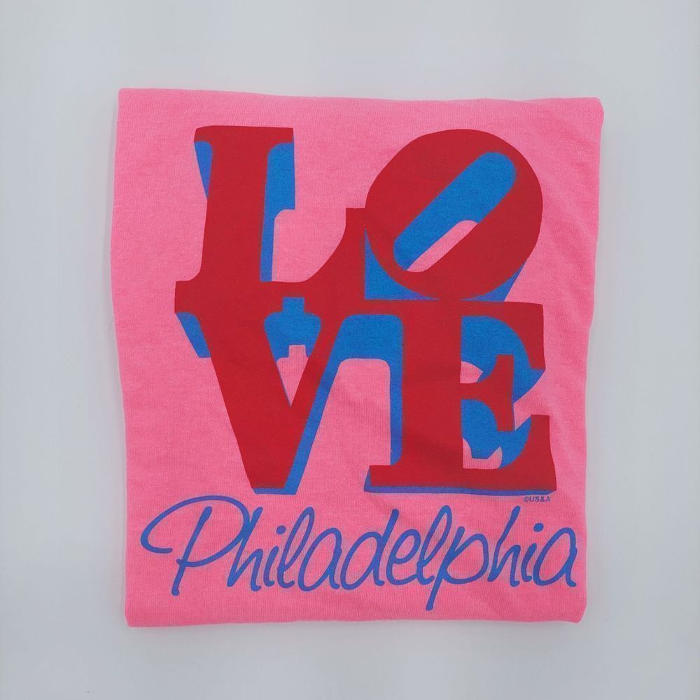 LOVE Philadelphia Women's Tee Shirt, Short Sleeve, Large, Neon Pink